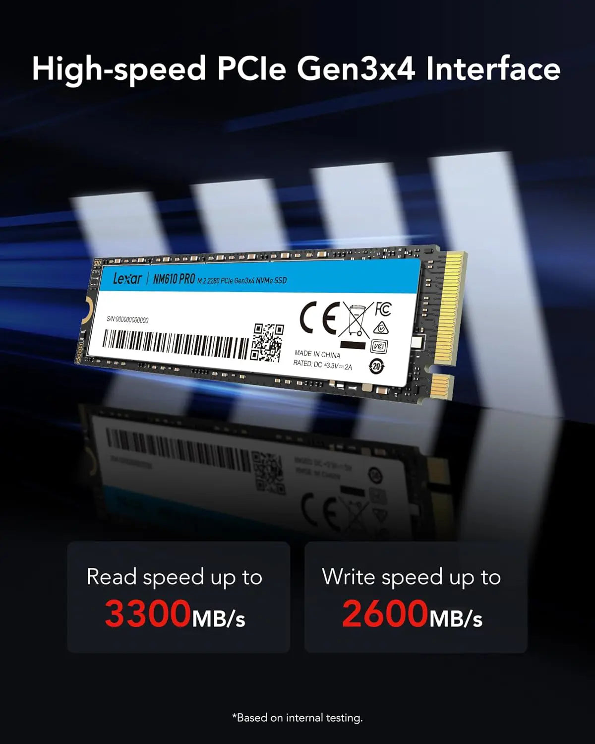 Lexar M.2 NVMe SSD 500GB NM610 Pro PCle Gen 3x4 Lexar M.2 NVMe SSD 500GB NM610 Pro PCle Gen 3x4